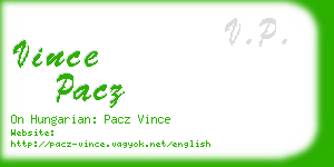 vince pacz business card